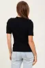 Black Ribbed Mock Neck Knit Short Sleeve Top sold by Pinkblush