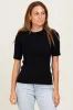 Black Ribbed Mock Neck Knit Short Sleeve Top sold by Pinkblush