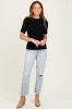 Black Ribbed Mock Neck Knit Short Sleeve Top sold by Pinkblush