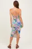 Lavender Printed Ruched Crisscross Back Midi Dress sold by Pinkblush