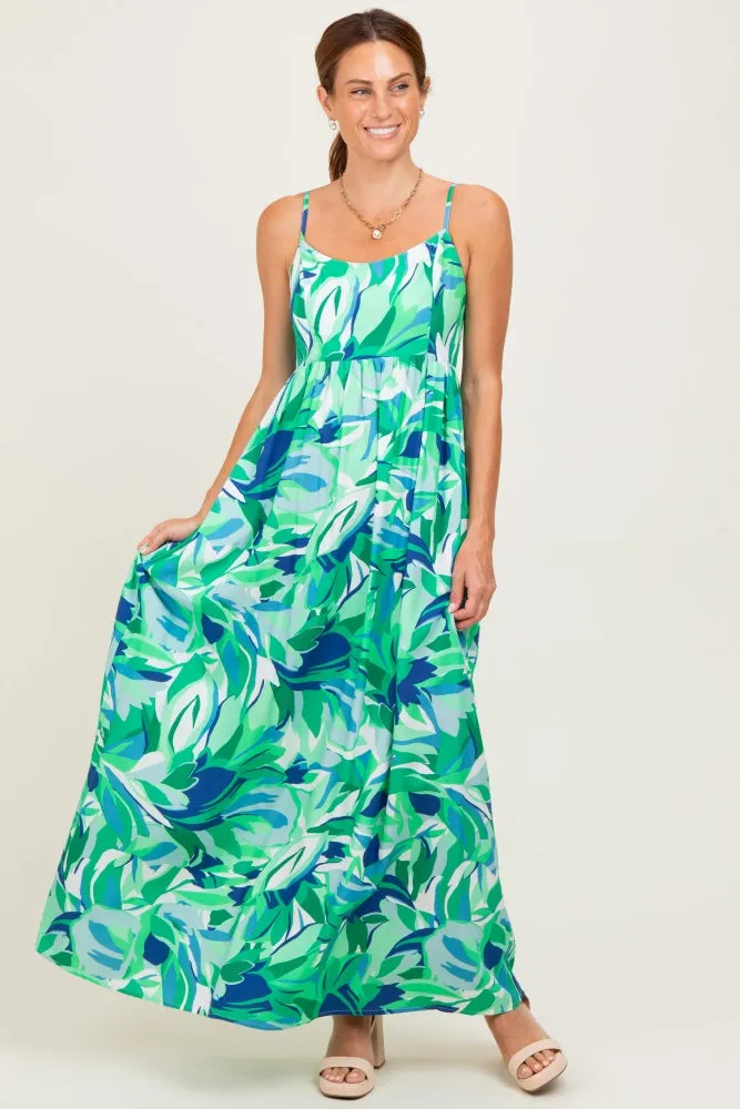 Green Printed Shoulder Tie Maxi Dress sold by Pinkblush product image thumbnail 2