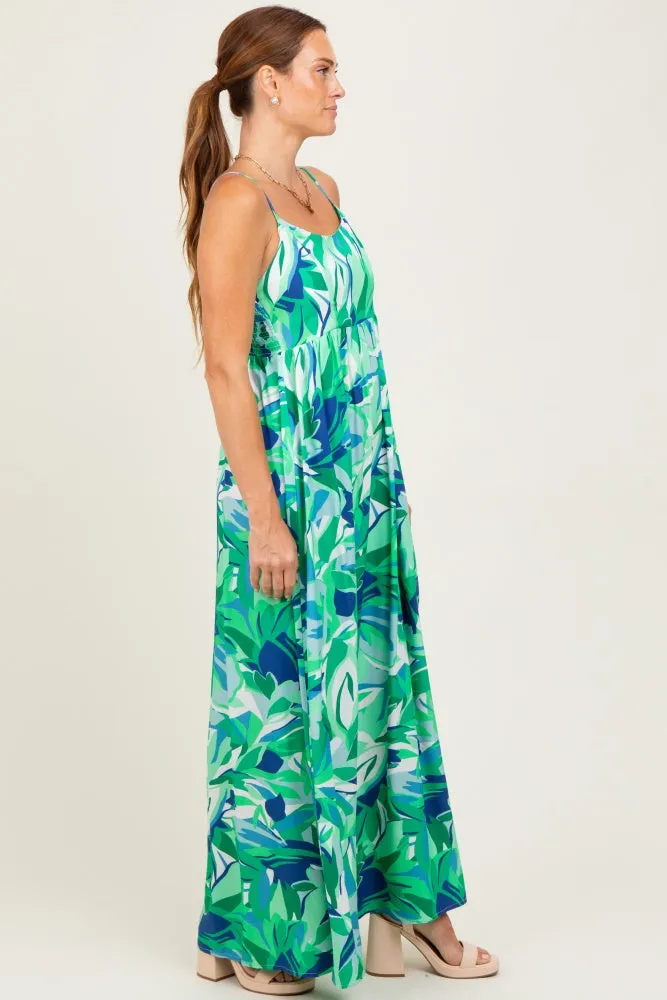 Green Printed Shoulder Tie Maxi Dress sold by Pinkblush product image thumbnail 3