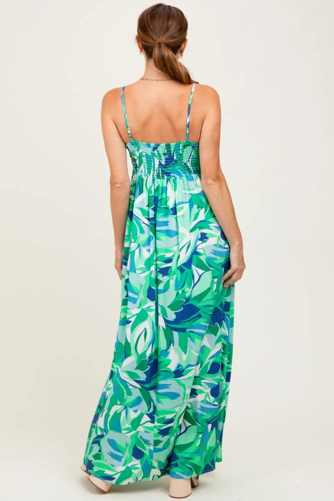 Green Printed Shoulder Tie Maxi Dress sold by Pinkblush product image thumbnail 4