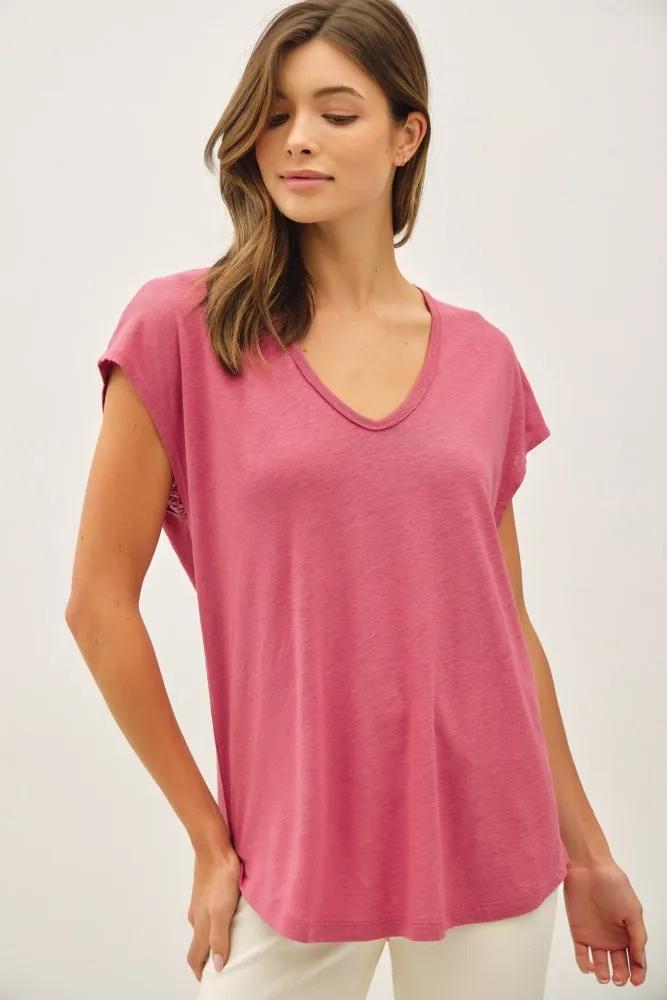 Coral V-Neck Top sold by Pinkblush