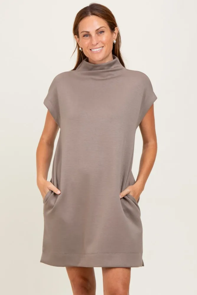 Light Taupe Mock Neck Mini Dress sold by Pinkblush