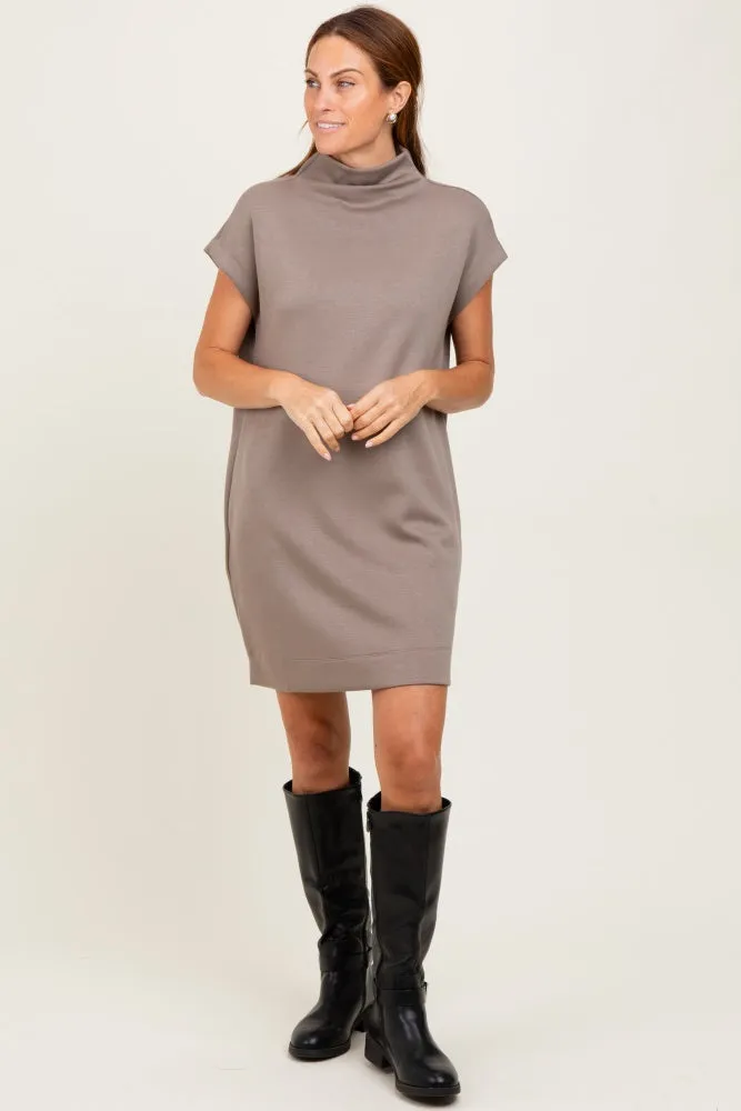 Light Taupe Mock Neck Mini Dress sold by Pinkblush product image thumbnail 2