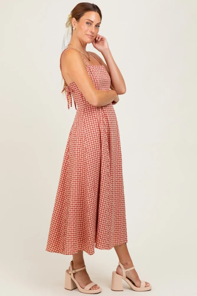 Red Plaid Double Strap Sleeveless Midi Dress sold by Pinkblush product image thumbnail 3