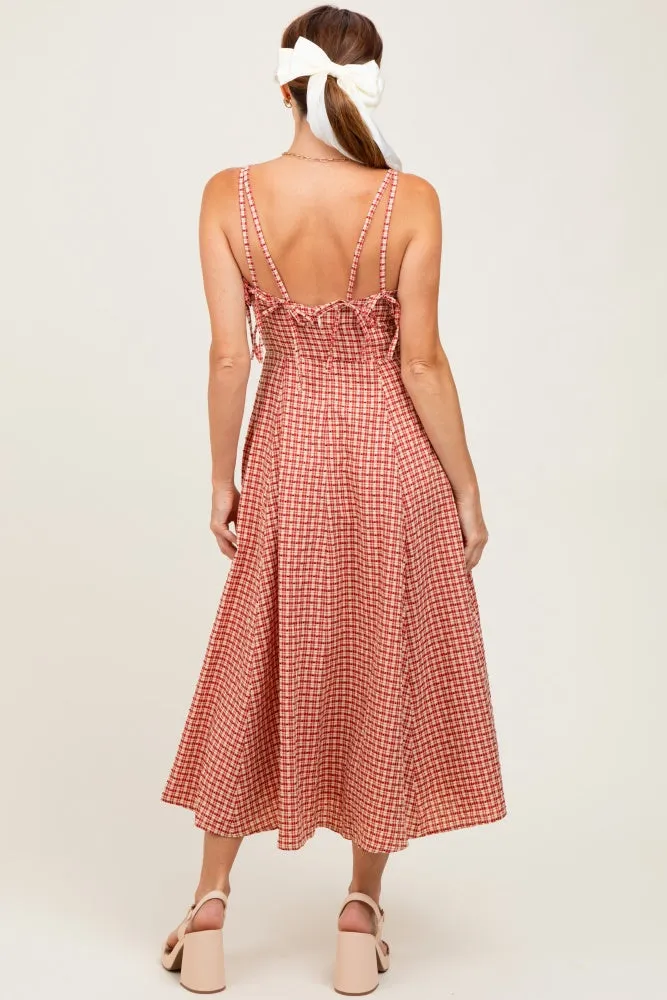 Red Plaid Double Strap Sleeveless Midi Dress sold by Pinkblush product image thumbnail 4