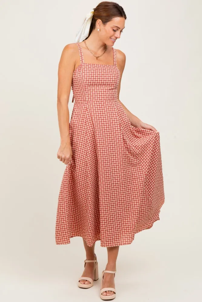 Red Plaid Double Strap Sleeveless Midi Dress sold by Pinkblush product image thumbnail 2
