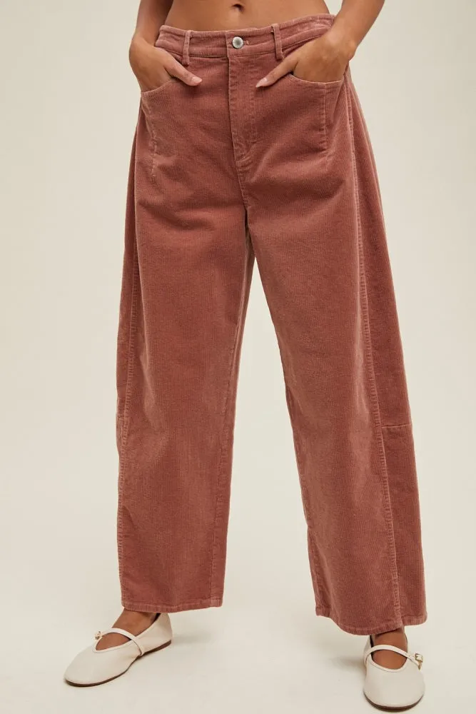 Mauve Corduroy Wide Leg Pants sold by Pinkblush product image thumbnail 2