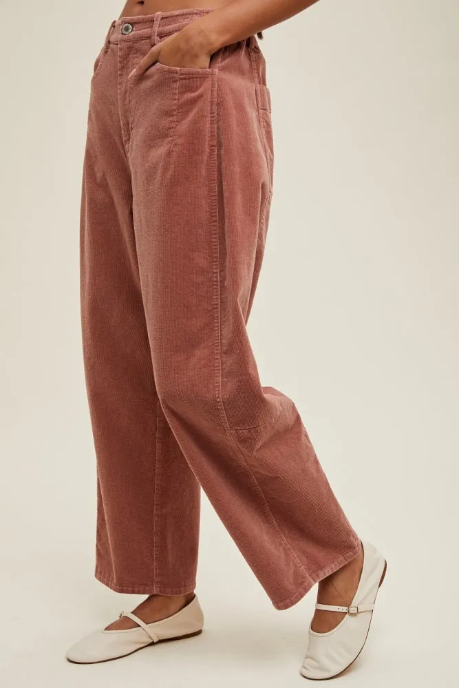 Mauve Corduroy Wide Leg Pants sold by Pinkblush product image thumbnail 3