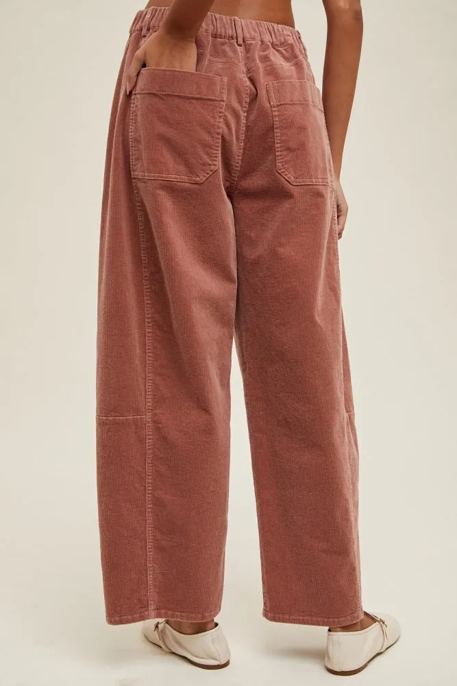 Mauve Corduroy Wide Leg Pants sold by Pinkblush product image thumbnail 4