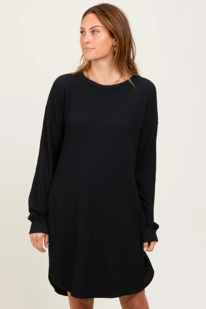 Black Rib Knit Long Sleeve Dress sold by Pinkblush product image thumbnail 2
