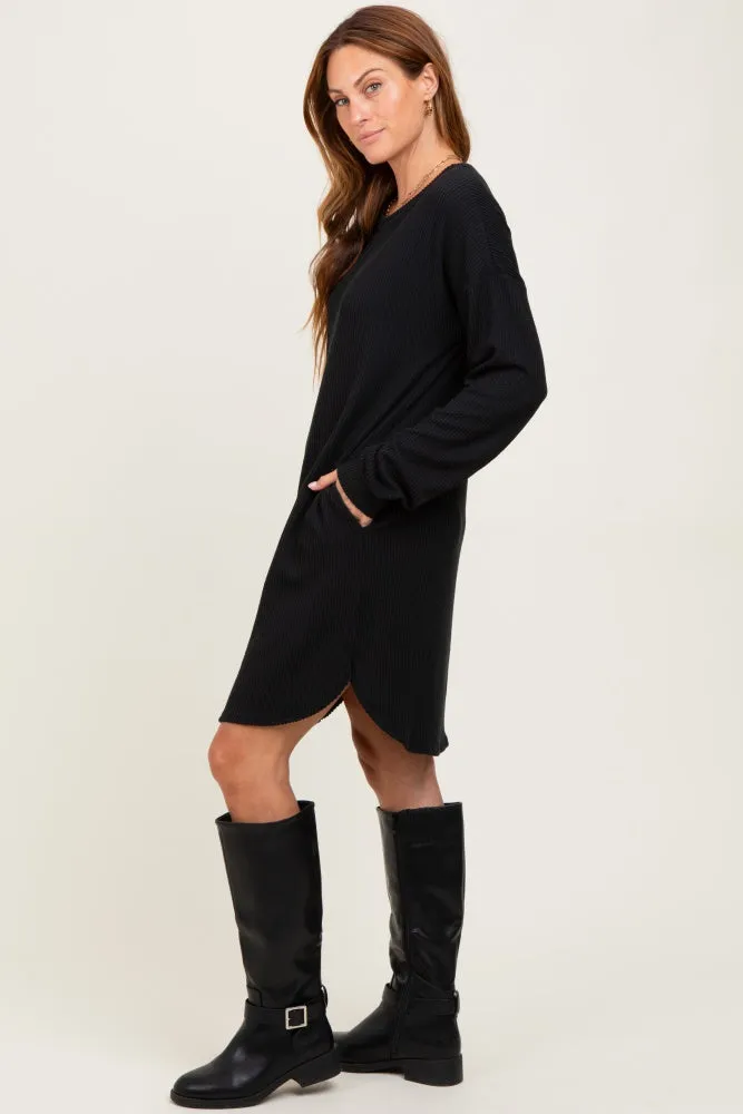 Black Rib Knit Long Sleeve Dress sold by Pinkblush product image thumbnail 3