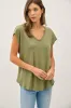 Green V-Neck Top sold by Pinkblush