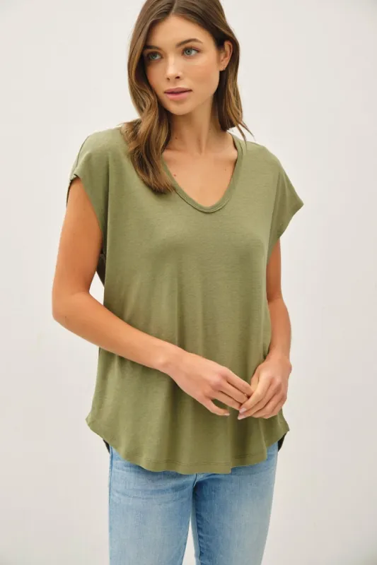Green V-Neck Top sold by Pinkblush