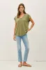 Green V-Neck Top sold by Pinkblush