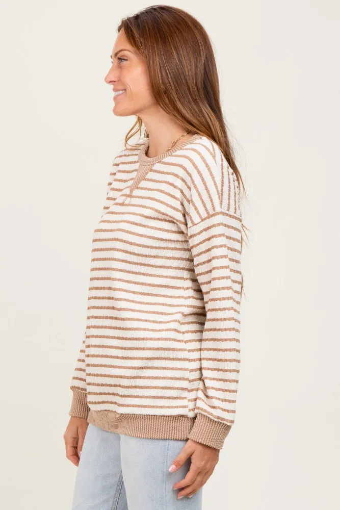 Mocha Contrast Rib Long Sleeve Pullover Top sold by Pinkblush product image thumbnail 3