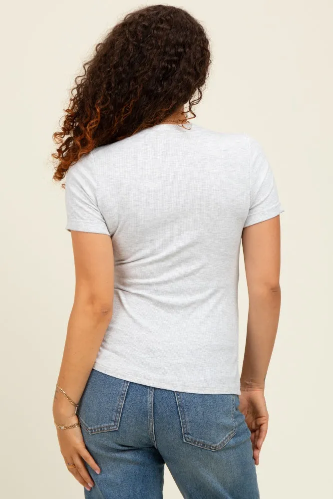 Heather Grey Snap Button Maternity Short Sleeve Top sold by Pinkblush product image thumbnail 2
