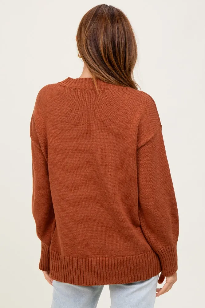 Rust Drop Shoulder Oversized Sweater sold by Pinkblush product image thumbnail 4