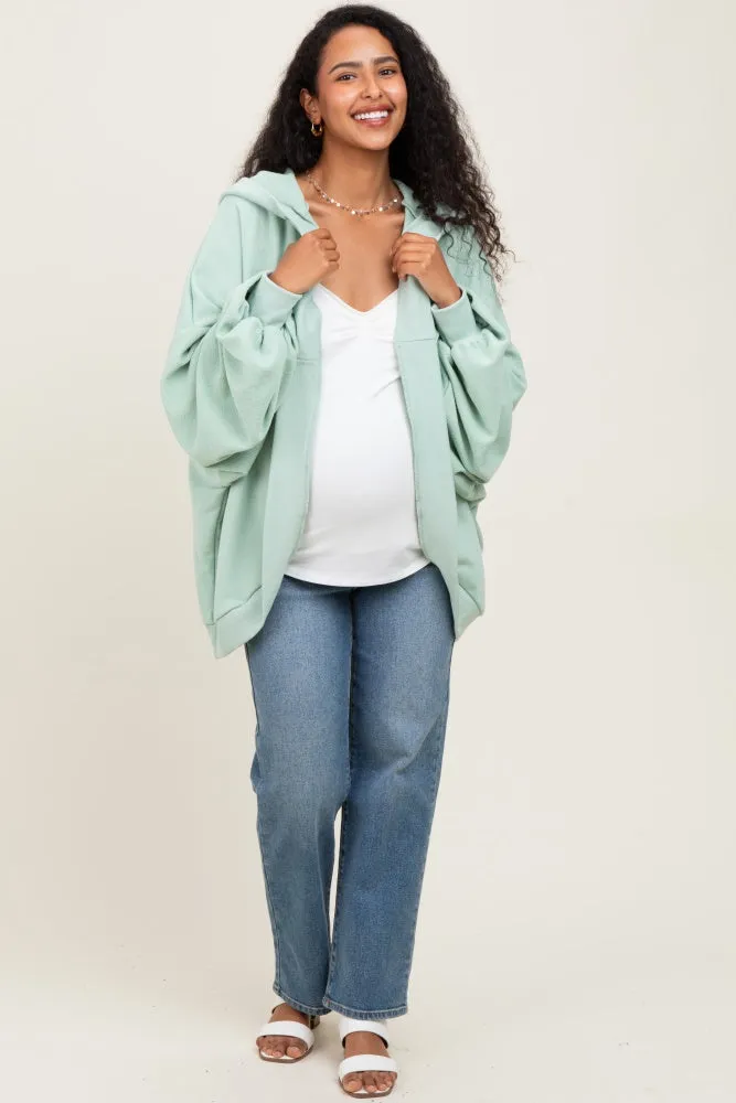 Sage Solid Terry Long Dolman Sleeve Vintage Maternity Hoodie sold by Pinkblush product image thumbnail 2
