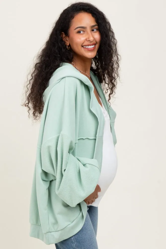 Sage Solid Terry Long Dolman Sleeve Vintage Maternity Hoodie sold by Pinkblush product image thumbnail 3