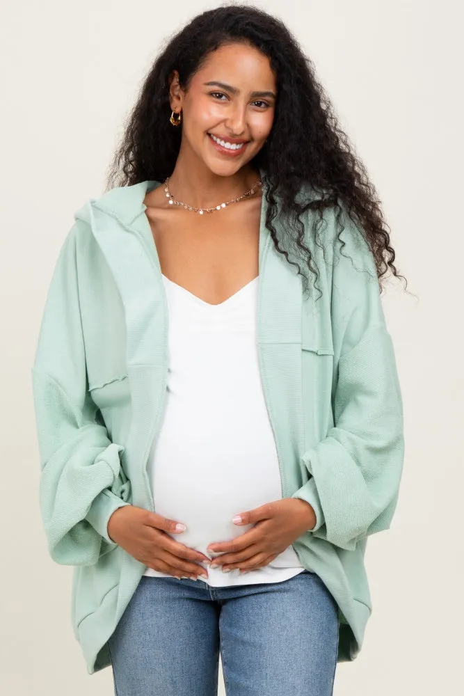 Sage Solid Terry Long Dolman Sleeve Vintage Maternity Hoodie sold by Pinkblush