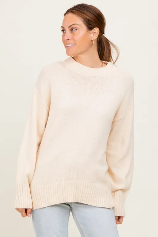 Cream Drop Shoulder Oversized Sweater sold by Pinkblush