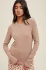 Light Taupe Basic Ribbed Knit Long Sleeve Top sold by Pinkblush