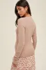Light Taupe Basic Ribbed Knit Long Sleeve Top sold by Pinkblush