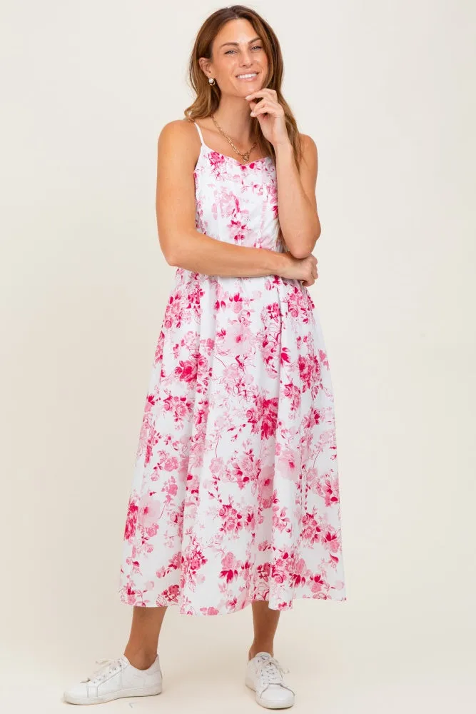 Pink Floral Sleeveless Piping Detail Midi Dress sold by Pinkblush product image thumbnail 2