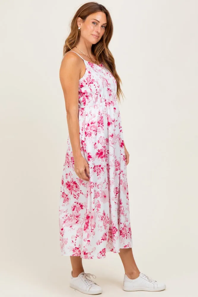 Pink Floral Sleeveless Piping Detail Midi Dress sold by Pinkblush product image thumbnail 3