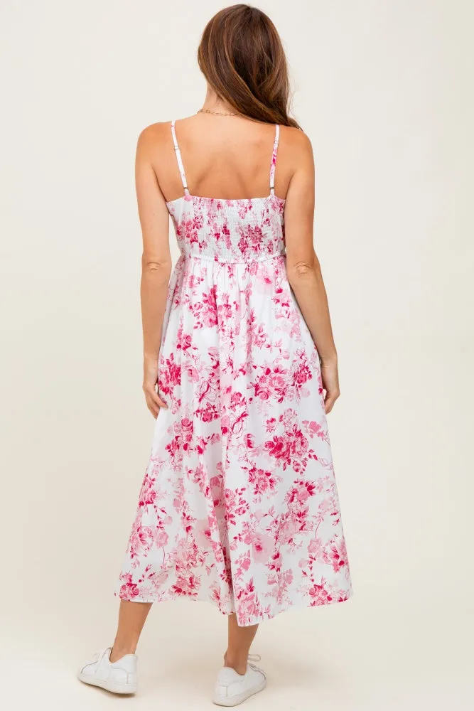 Pink Floral Sleeveless Piping Detail Midi Dress sold by Pinkblush product image thumbnail 4