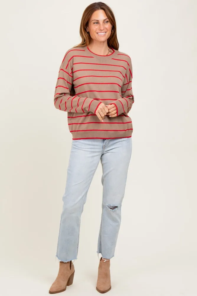 Mocha Striped Drop Shoulder Sweater sold by Pinkblush product image thumbnail 2