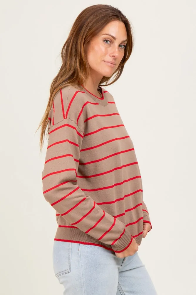 Mocha Striped Drop Shoulder Sweater sold by Pinkblush product image thumbnail 3