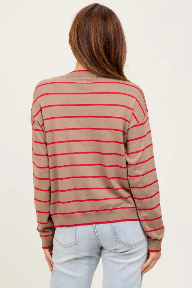 Mocha Striped Drop Shoulder Sweater sold by Pinkblush product image thumbnail 4