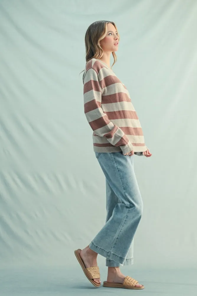 Rust Faux Layer Striped Knit Sweater sold by Pinkblush product image thumbnail 2