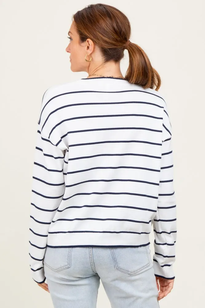 White Striped Drop Shoulder Sweater sold by Pinkblush product image thumbnail 4
