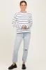 White Striped Drop Shoulder Sweater sold by Pinkblush