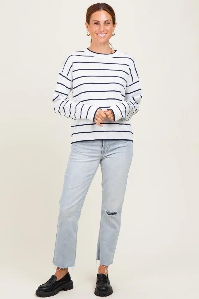 White Striped Drop Shoulder Sweater sold by Pinkblush product image thumbnail 2