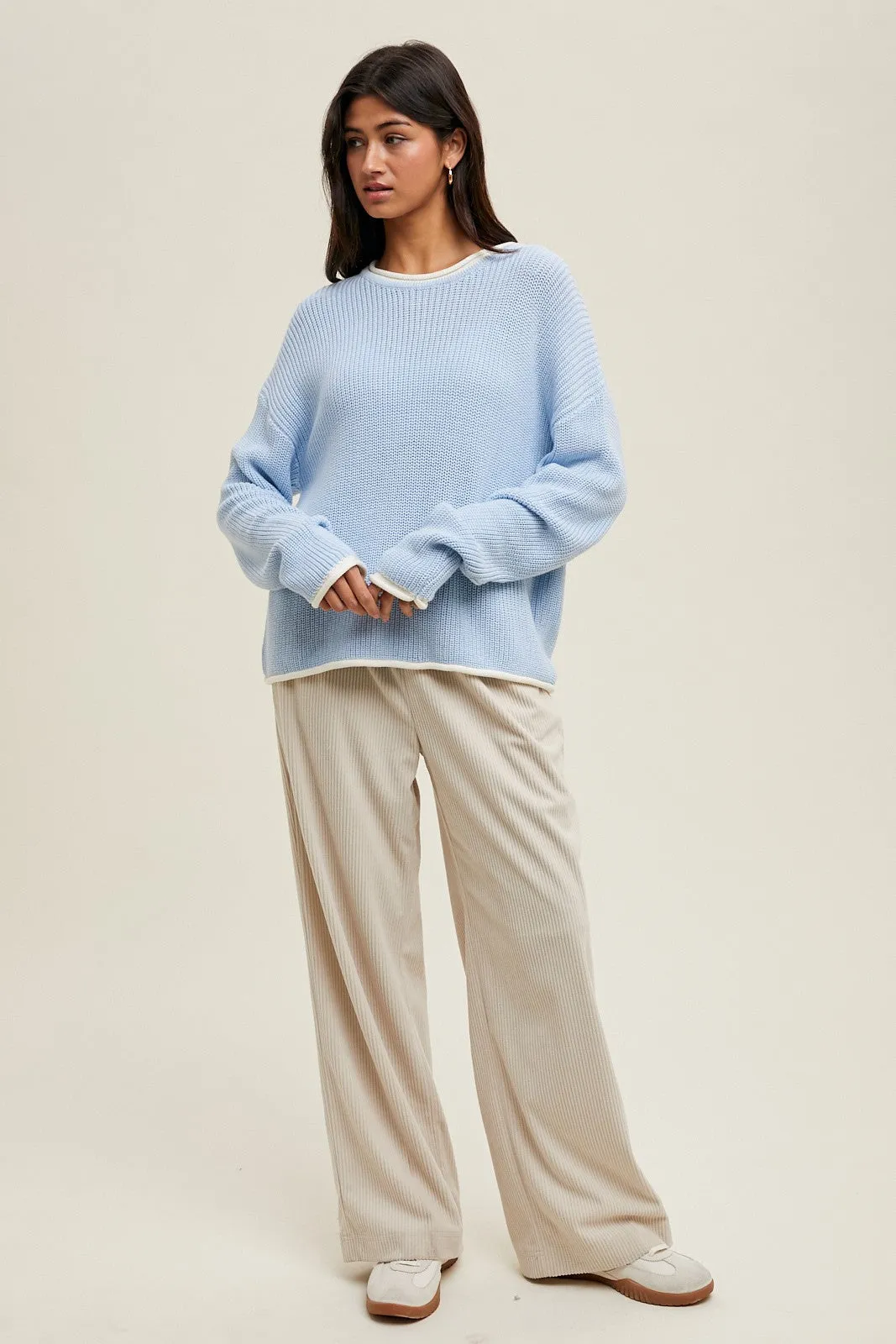 Light Blue Contrast Trim Sweater sold by Pinkblush product image thumbnail 4