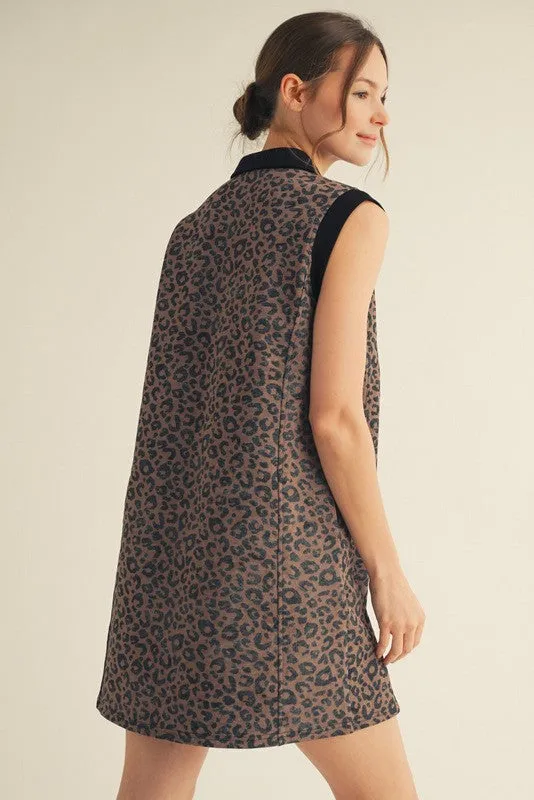 Brown Animal Print Front Zip Sleeveless Dress sold by Pinkblush product image thumbnail 4