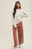 Cream Striped Drop Shoulder Sweater sold by Pinkblush