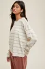 Cream Striped Drop Shoulder Sweater sold by Pinkblush