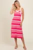 Pink Striped Shoulder Tie Side Slit Midi Dress sold by Pinkblush