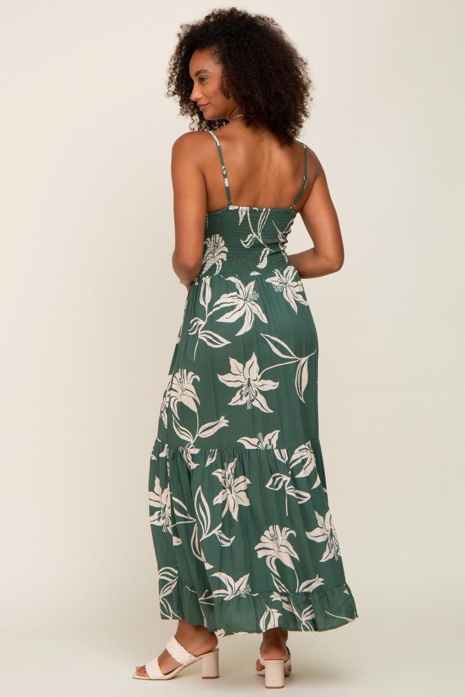 Forest Green Floral Front Twist Maxi Dress sold by Pinkblush product image thumbnail 3