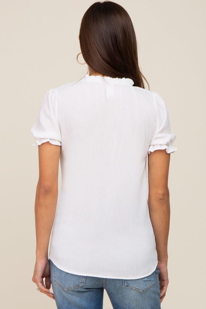 Ivory Ruffle Accent Tie Front Maternity Blouse sold by Pinkblush product image thumbnail 3