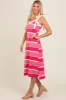 Pink Striped Shoulder Tie Side Slit Midi Dress sold by Pinkblush