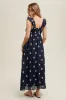 Navy Floral Embroidered V-Neck Midi Dress sold by Pinkblush