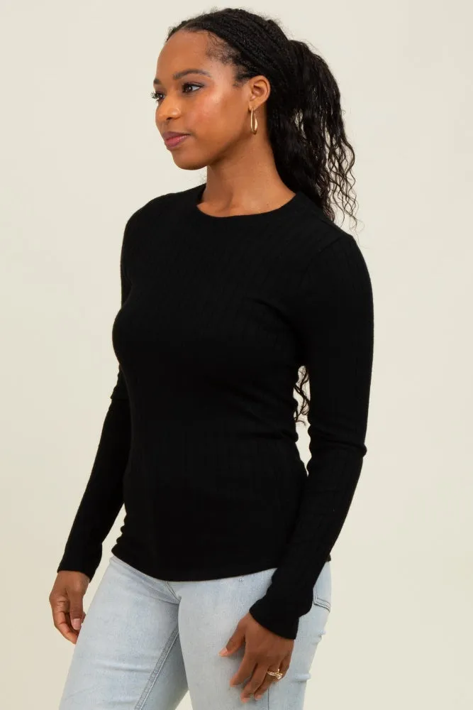 Black Ribbed Long Sleeve Top sold by Pinkblush product image thumbnail 2